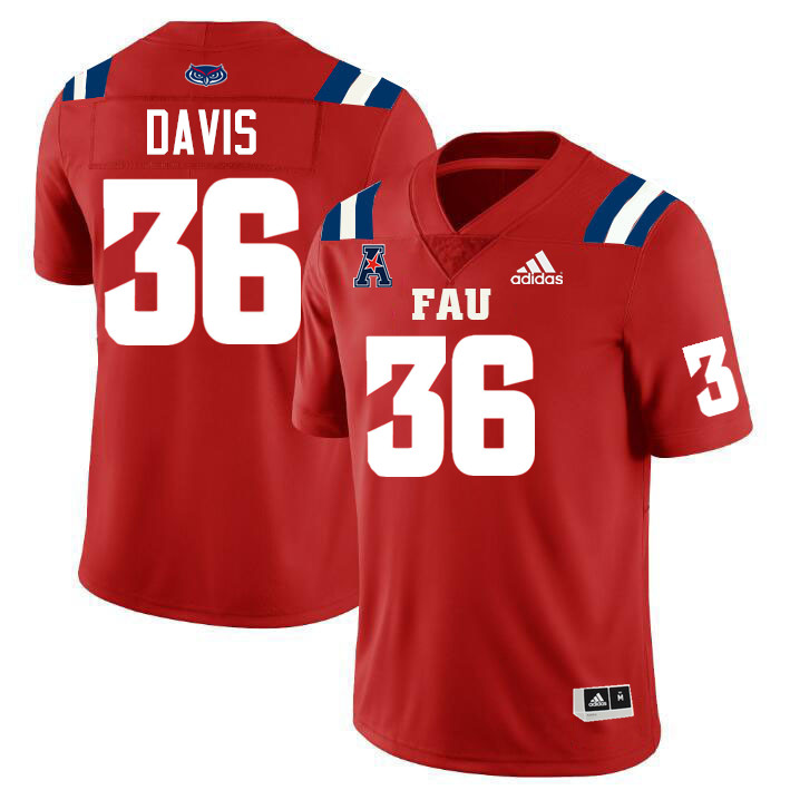 Florida Atlantic Owls #36 Carter Davis College Football Jerseys Stitched-Red